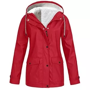 FUPODD Jacken Winterjacke Damen Warm Teddyfleece Gefütterte Regenjacke Damen Wasserdicht Regenmantel Frauen Mit Kapuze Skijacke Outdoor Funktionsjacke Parka Winddicht Softshelljacke Zipper Übergangsjacke