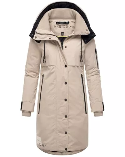 MARIKOO Mäntel MARIKOO Damen Wintermantel warmer Parka mit Taillenzugband und abnehmbarer Kapuze Anoukaa 16 S-3XL