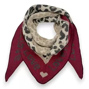 Ziona Schals & Tücher Ziona Damen Dreiecksschal XXL 180x70 cm – weicher Viskose Winterschal – kuscheliger Leo Herz Muster Schal – Herbst & Winter Tuch für Damen