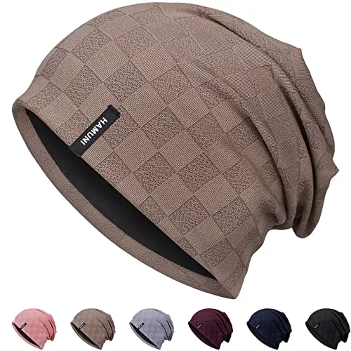 HAMUNI Hüte & Mützen HAMUNI Slouch Beanie Mütze für Herren Damen, Dünne und Leichte Jacquard Jersey Beanies Chemo Kopfbedeckung Mützen Laufmütze Mütze Slouchy Baggy Beanie Unisex Flexible Klassische Winter Sommer Hüte
