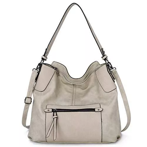 KL928 Taschen & Rucksäcke KL928 tasche damen Handtasche Umhängetasche Schultertasche Damenhandtasche PU Leder elegante Tasche damen Henkeltaschen für frauen (B hellgrau)