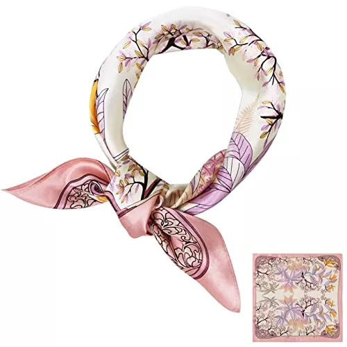 ZhaoCo Schals & Tücher ZhaoCo 100% Natürliche Maulbeerseide Schal, 53x53cm Seidentuch Grafikdruck Klein Weich Quadratisch Seidenschal für Damen