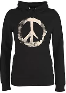 Shirtracer  Shirtracer - Pullover Damen Hoodie Frauen - Sprüche Statement - Frieden - Peacesymbol Weiss