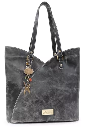 Catwalk Collection Handbags Taschen & Rucksäcke Catwalk Collection Handbags - Große Schultertasche für Damen - Tulpenförmig Tote Bag - Antikleder Leder - für Notizbuch A4 - Abigail