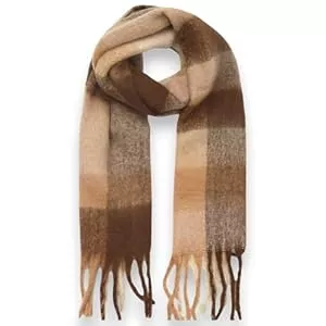 Ziona  Ziona XXL Winter Schal Damen Karo – flauschig, kuschelig & weich – warmes Halstuch mit Fransen aus 100% Viskose, 210 x 40 cm, Herbst & Winter Accessoire