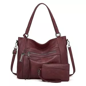 BAIGIO  BAIGIO 2-teilige Handtaschen Damen Umhängetasche Groß Shopper Taschen PU Leder Schultertasche Tragetasche Henkeltasche Geschenk Tote Bag Set mit Geldbörse Reißverschluss für Büro Einkauf Reise