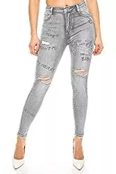 Crazy Age Jeans Crazy Age Schöne ausgefallene Damen Jeanshose Schrifthose Skinny Highwaist Perfekte Paßform Used Look Kaputt