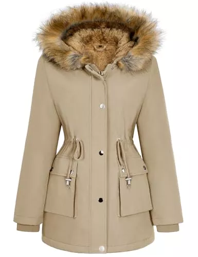 Xnova Jacken Xnova Damen Wintermantel Parka Fleece Gefüttert Warm mit Kapuze, Winterjacke Mantel Jacken Mittlere lang, Winddicht Wasserabweisendem Outdoorjacke Coat Frauen Draussen