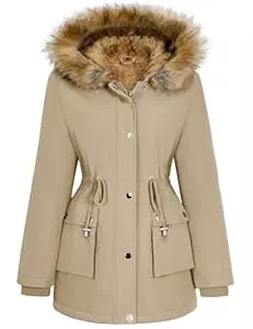 Xnova Jacken Xnova Damen Wintermantel Parka Fleece Gefüttert Warm mit Kapuze, Winterjacke Mantel Jacken Mittlere lang, Winddicht Wasserabweisendem Outdoorjacke Coat Frauen Draussen