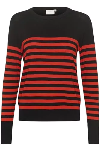 KAFFE Pullover & Strickmode KAFFE Strickpullover KAlizza Damen Strickpullover Rundhals Pullover Streifen Sweatshirt Elegant Oberteile Langarmshirt Pulli