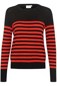 KAFFE Pullover & Strickmode KAFFE Strickpullover KAlizza Damen Strickpullover Rundhals Pullover Streifen Sweatshirt Elegant Oberteile Langarmshirt Pulli