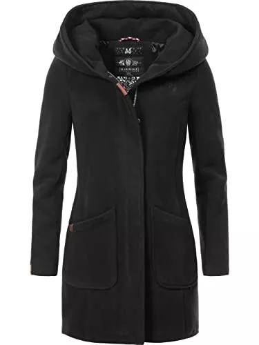 MARIKOO Mäntel MARIKOO Damen Mantel in Wollmantel-Optik warmer Trenchcoat mit Kapuze Maikoo XS-5XL