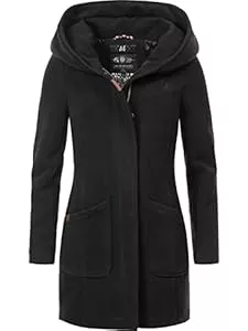 MARIKOO Mäntel MARIKOO Damen Mantel in Wollmantel-Optik warmer Trenchcoat mit Kapuze Maikoo XS-5XL