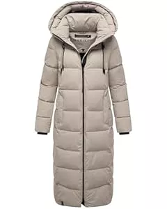 MARIKOO Mäntel MARIKOO Damen Wintermantel warmer Steppmantel lang mit abnehmbarer Kapuze Nadeshikoo XVI XS-5XL