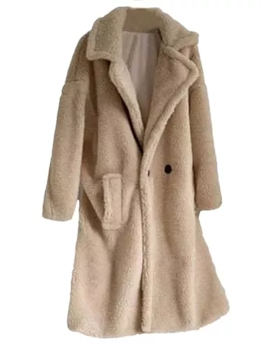 Generic Mäntel Kunstpelz Jacke Frauen Winter Dicke Fleece Teddy Mantel Weibliche Übergroße Casual Lose Langarm Lange Oberbekleidung