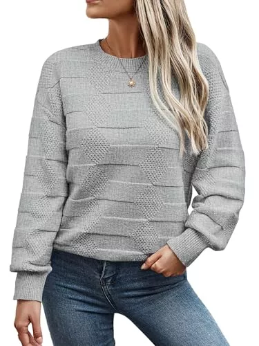 Toplop Pullover & Strickmode Toplop Pullover Damen Rundhals Strickpullover Langarm Casual Strickpulli Warm Pulli Oberteile Sweater