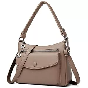 BAGROUPS Taschen & Rucksäcke BAGROUPS Damen-Umhängetasche, Große Kapazität, Weiches Leder, Mehrere Fächer, Unterarmtasche, Mädchen-Damen-Umhängetasche mit abnehmbarem, Verstellbarem Schultergurt