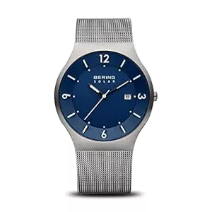 BERING Uhren BERING Herren Solar Uhr | Armbanduhr 40 mm Edelstahlgehäuse und Zifferblatt | Milanaisearmband | Saphierglas | 5 ATM | 14440