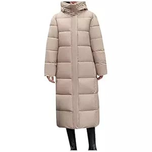 FUPODD Mäntel Daunenmantel Damen Lange Winterjacke Frauen Warm Puffermantel Steppmantel Damen Mit Kapuze Wintermantel Gesteppte Zipper Daunenjacke Parka Dicke Winter Mantel Puffer Jacke Coat Winddichte