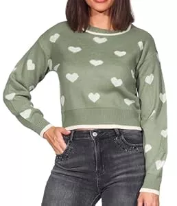 JDY  JdY Damen Strickpullover kurzer Pullover Pulli mit Herzen JDYRomance
