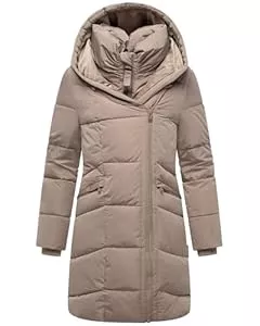 MARIKOO Mäntel MARIKOO Damen Langer Mantel warme Winterjacke mit doppeltem Reißverschluss und Kapuze Virenaa 16 S-3XL