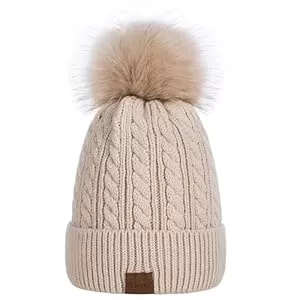 Alepo  Alepo Beanie-Mützen für Damen, Bommelmütze mit gestricktem Futter, warme Wintermützen für Damen, weiche Skimütze mit Bommel