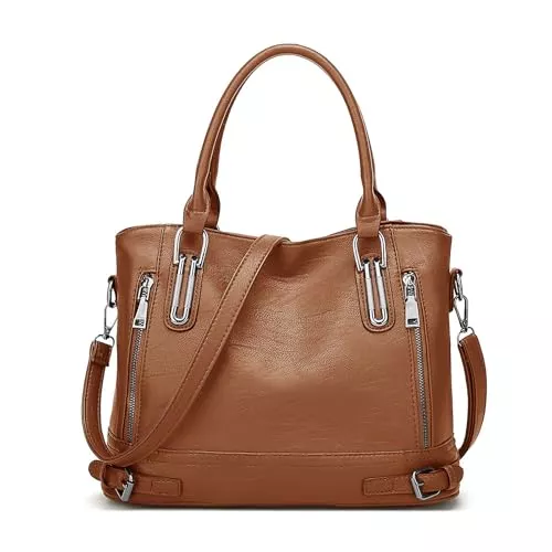 Long Keeper Taschen & Rucksäcke Long Keeper Leder Handtasche Damen - Tote Bag Shopper Tasche Kunstleder Handtasche Umhängetasche Groß Crossbody Damen Arbeitstasche Henkeltasche Schultertasche