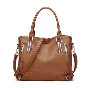 Long Keeper Taschen & Rucksäcke Long Keeper Leder Handtasche Damen - Tote Bag Shopper Tasche Kunstleder Handtasche Umhängetasche Groß Crossbody Damen Arbeitstasche Henkeltasche Schultertasche