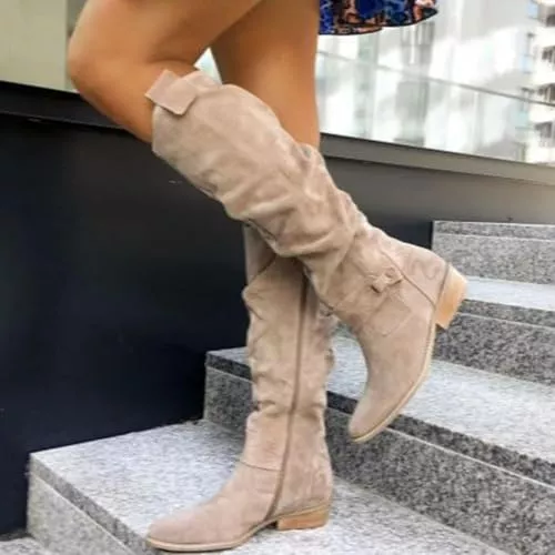 Generisch Stiefel Stiefel Damen,Cowboystiefel Damen,Westernstiefel Damen,Hohe Stiefel Damen,Bequeme Wildleder,Elegant Absatz Westernstiefel Damen,Runde Zehen Hohe Einfarbige Langschaft Boots,Damenstiefel Winterstiefel