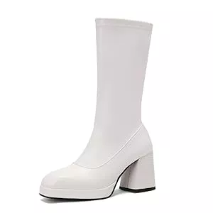 JIEEME  Damen Kniehohe Stiefel Karree reißverschluss high Heel Blockabsatz handgemachte Langschaft Stiefel für Damen große größe 35-46 zb-381