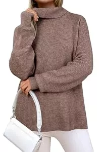 Arach&Cloz Pullover & Strickmode Arach&Cloz Pullover Damen Wolle Blend Rollkragenpullover Oversize Strickpullover Herbst Winter Grobstrick Pulli