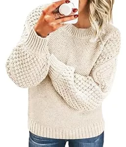 Tomwell  Tomwell Pullover Damen Strickpullover Elegant Feder Hohlpullover Casual V-Ausschnitt Langarm Jumper Lose Pulli Einfarbig Sweater Oberteile Tops Herbst Winter