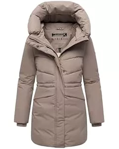 MARIKOO  MARIKOO Damen Langer Mantel warme Winterjacke mit Kapuze und Taillenzugband Delilah 16 XS-5XL