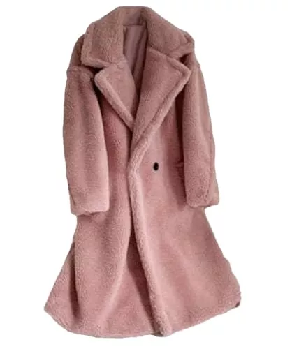 Generic Mäntel Kunstpelz Jacke Frauen Winter Dicke Fleece Teddy Mantel Weibliche Übergroße Casual Lose Langarm Lange Oberbekleidung
