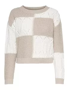 JDY  JDY Damen Jdyjusty L/S Mix Structure Pullover KNT Pullover (1er Pack)
