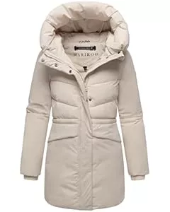 MARIKOO Jacken MARIKOO Damen Langer Mantel warme Winterjacke mit Kapuze und Taillenzugband Delilah 16 XS-5XL