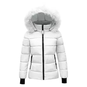 Generisch Jacken Puffer Jacke Damen Winter Leichte Steppjacke Winterjacke Damen Mit Fellkapuze Kurz Pufferjacke Gesteppter Dicke Warme Daunenjacke Winddichter Mantel Outdoor Jacken