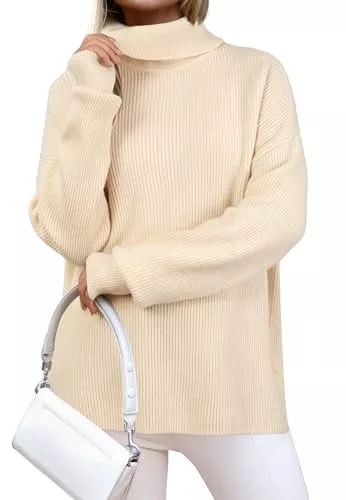 Arach&Cloz Pullover & Strickmode Arach&Cloz Pullover Damen Wolle Blend Rollkragenpullover Oversize Strickpullover Herbst Winter Grobstrick Pulli