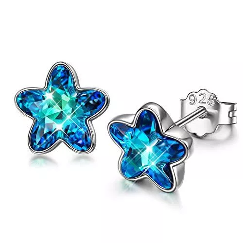 DISSONA Schmuck DISSONA Ohrringe Silber 925 Mädchen, Gänseblümchen Ohrstecker, Kristalle von Österreich, Geschenk für Frauen, Geschenkbox