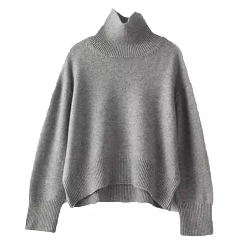 Generic Pullover & Strickmode Frauen Dicker Kaschmir Pullover Hoher Hals Pullover Warm Lose Strickpullover Jacke Herbst Winter