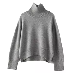 Generic  Frauen Dicker Kaschmir Pullover Hoher Hals Pullover Warm Lose Strickpullover Jacke Herbst Winter