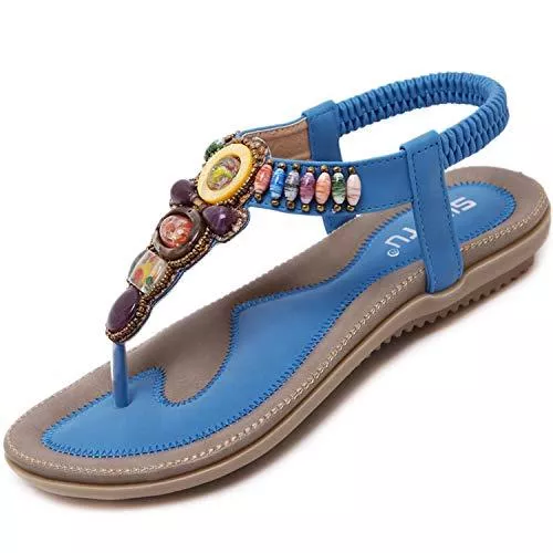 Acfoda Sandalen & Slides Acfoda Flache Sandalen Damen Sommer Freizeit Zehentrenner mit Weiche Fußbett, Gr.35-45