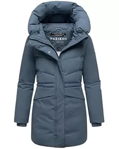 MARIKOO Mäntel MARIKOO Damen Langer Mantel warme Winterjacke mit Kapuze und Taillenzugband Delilah 16 XS-5XL