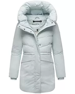 MARIKOO  MARIKOO Damen Langer Mantel warme Winterjacke mit Kapuze und Taillenzugband Delilah 16 XS-5XL