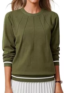 DEARCASE Pullover & Strickmode DEARCASE Damen Pullover Lange Ärmel T-Shirt Casual Crewneck Slim Fit Niedlich Rippstrick Kontrastfarbene Bluse Oberteile Strickpullover für Damen