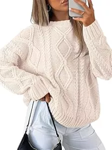 BUNSLOOM Pullover & Strickmode BUNSLOOM Pullover Damen Zopfmuster Rundhals Pullover Langarm Kurz Strickpullover Herbst Winter Elegant Oberteile