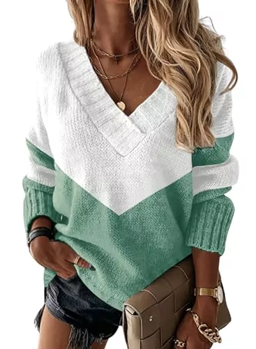 Razzlebelle Pullover & Strickmode Razzlebelle Pullover Damen Herbst Langarm V Ausschnitt Strick Kuschel Pulli Strickpullover