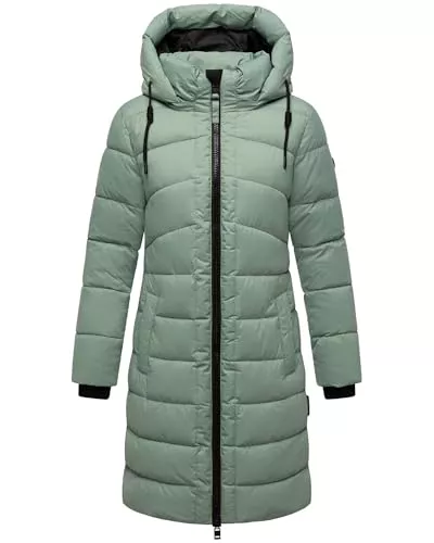 MARIKOO Mäntel MARIKOO Damen Langer Wintermantel warmer Steppmantel mit abnehmbarer Kapuze Kaltnäschen 16 S-3XL