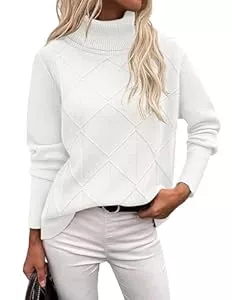 Zeagoo Pullover & Strickmode Zeagoo Pullover Damen Rollkragen Winter Langarm Strickpullover Basic Lässig Pulli Lose Gestrickt Sweater Elegant Weich Jumper Tops S-XXL