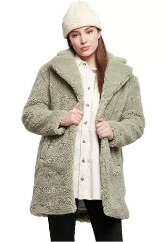 Urban Classics Mäntel Urban Classics Damen Winter Jacke Ladies Oversized Sherpa Coat Jacket, Mantel mit Haken & Ösen-Verschluss, Größe XS bis 5XL